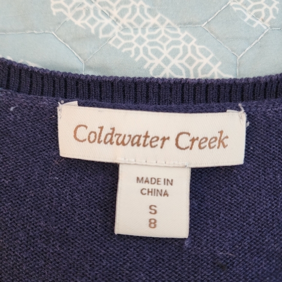 Coldwater Creek Blue & Green Button Down Quarter Sleeve Women's Cardigan  Size S - Picture 3 of 6